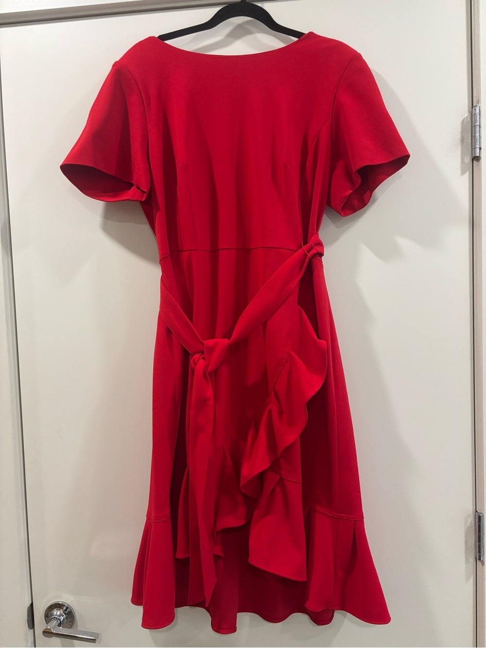 Calvin Klein Red Ruffle Tie-Waist Dress